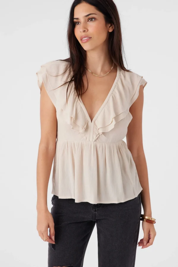 O’Neill DEJI SOLID FLUTTER SLEEVE TOP^Women Tops