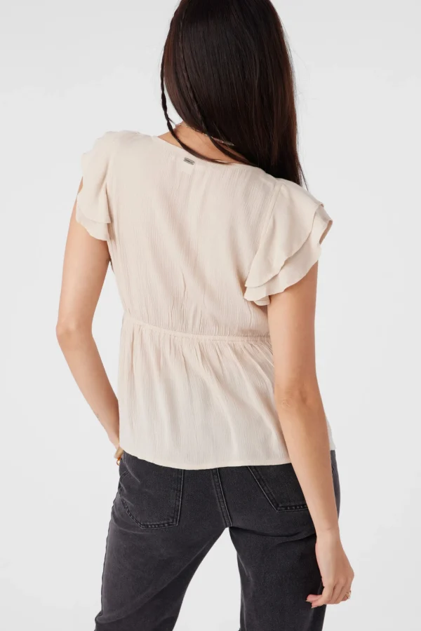 O’Neill DEJI SOLID FLUTTER SLEEVE TOP^Women Tops