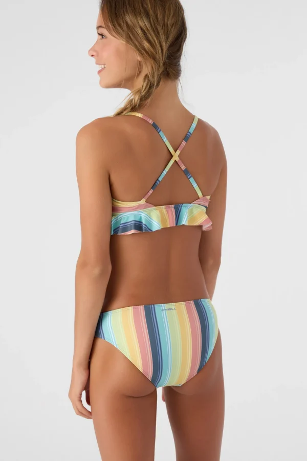 O’Neill GIRL'S BEACHBOUND STRIPE PEPLUM TRI-TOP & BOTTOMS^Women/Kids Swim Sets | Swim Sets