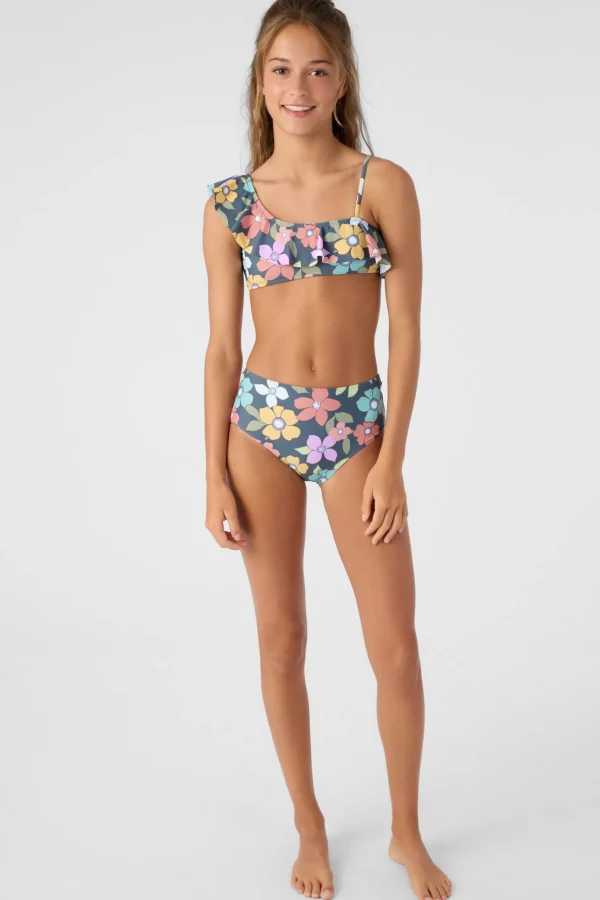 O’Neill GIRL'S LAYLA FLORAL ASYMMETRICAL RUFFLE SWIM SET^Women/Kids Swim Sets | Swim Sets