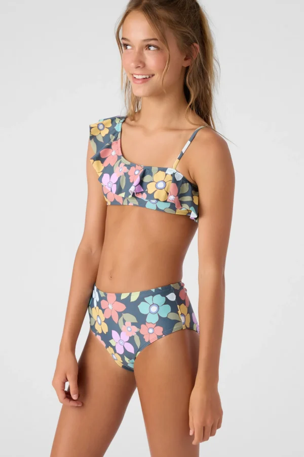 O’Neill GIRL'S LAYLA FLORAL ASYMMETRICAL RUFFLE SWIM SET^Women/Kids Swim Sets | Swim Sets