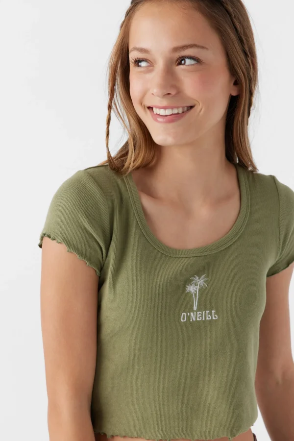 O’Neill GIRL'S SAMMIE EMBROIDERY PALMS TEE^Kids Tops