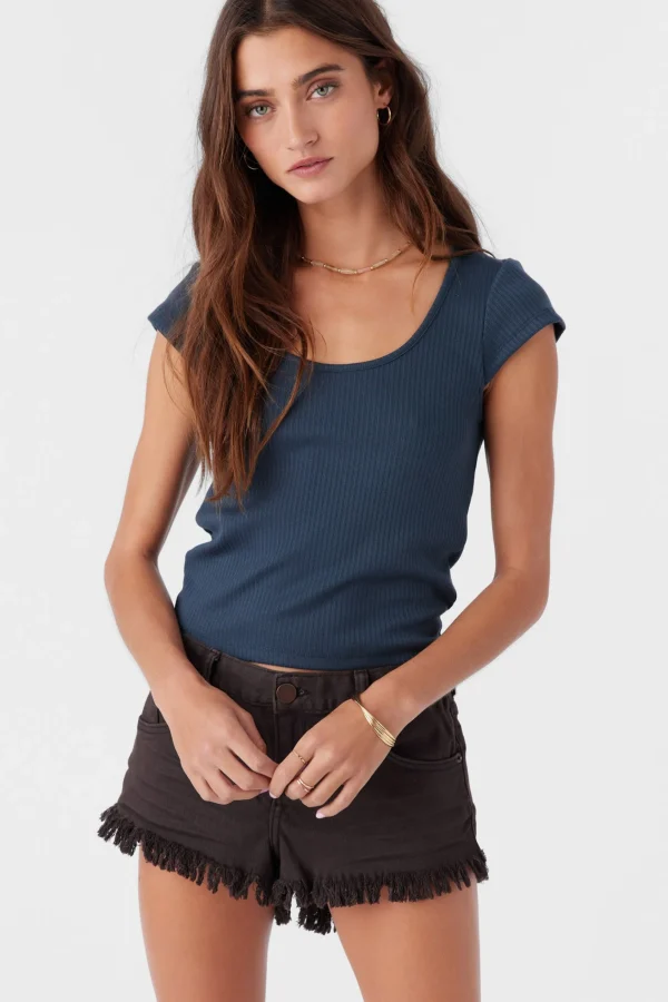 O’Neill HADLIE RIB KNIT SHORT SLEEVE TOP^Women Tops