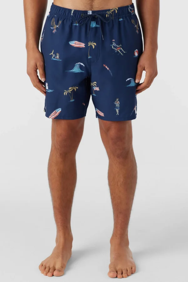 O’Neill HERMOSA ELASTIC WAIST LINED 17" SWIM TRUNKS^ Side Pockets