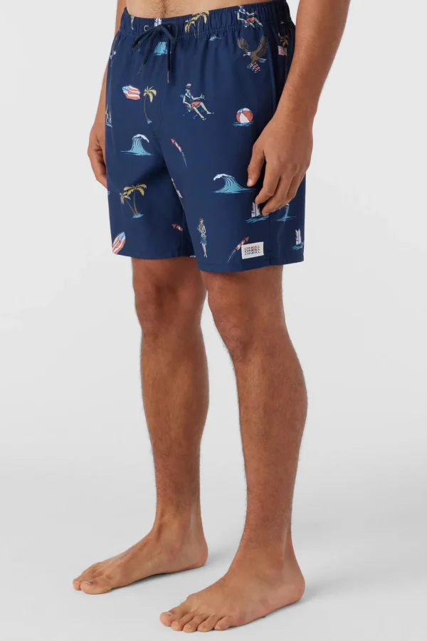 O’Neill HERMOSA ELASTIC WAIST LINED 17" SWIM TRUNKS^ Side Pockets