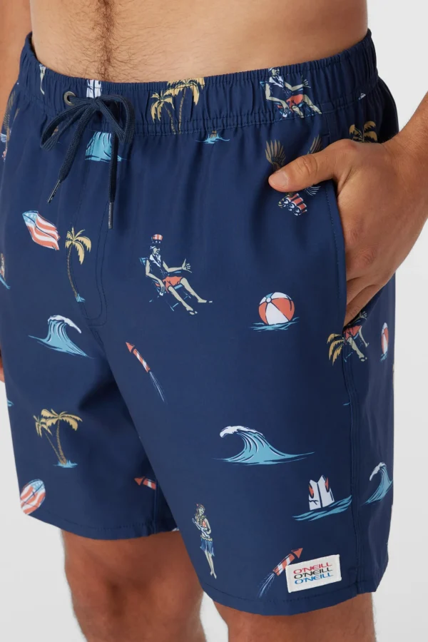 O’Neill HERMOSA ELASTIC WAIST LINED 17" SWIM TRUNKS^ Side Pockets