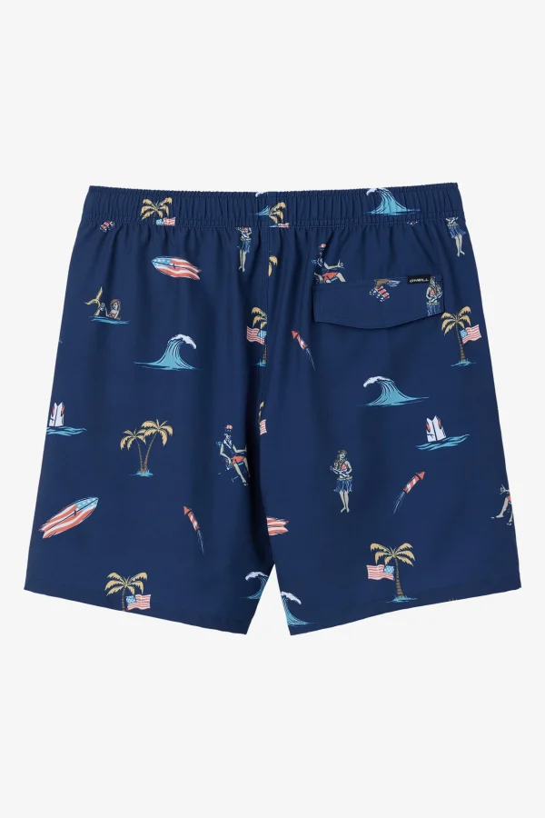 O’Neill HERMOSA ELASTIC WAIST LINED 17" SWIM TRUNKS^ Side Pockets