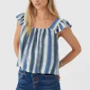 O’Neill SYNDIE FADE STRIPE RUFFLE SLEEVE TOP^Women Tops