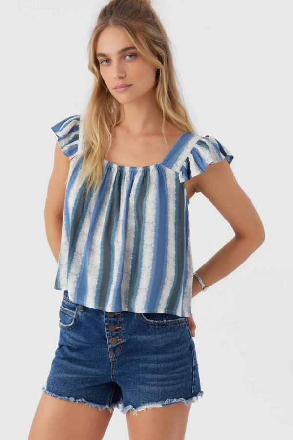 O’Neill SYNDIE FADE STRIPE RUFFLE SLEEVE TOP^Women Tops