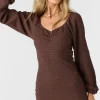 O’Neill TEGAN SMOCKED KNIT LONG SLEEVE MINI DRESS^Women Dresses