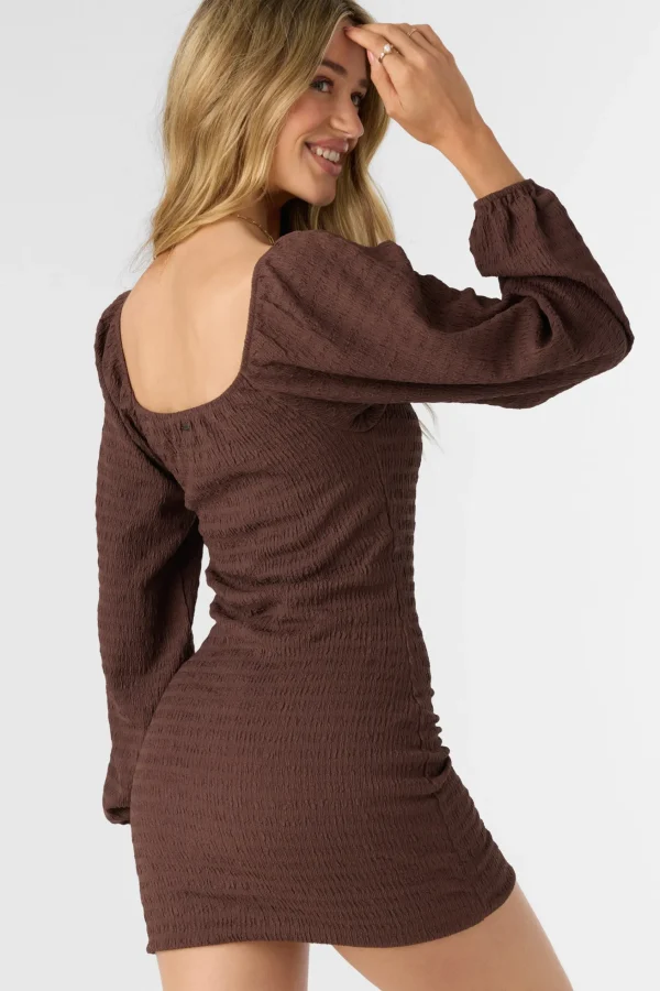 O’Neill TEGAN SMOCKED KNIT LONG SLEEVE MINI DRESS^Women Dresses