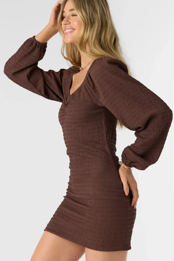 O’Neill TEGAN SMOCKED KNIT LONG SLEEVE MINI DRESS^Women Dresses