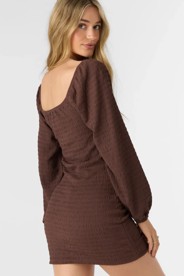 O’Neill TEGAN SMOCKED KNIT LONG SLEEVE MINI DRESS^Women Dresses